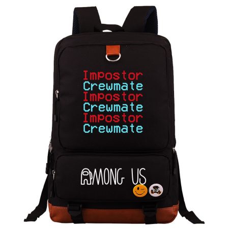 Hot Game Among Us Red Blue Text Printing Backpack School Bag