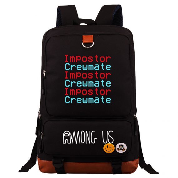 Hot Game Among Us Red Blue Text Printing Backpack School Bag
