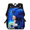 Boy Girl Sonic Printing Blue Backpack Shoulder Bag