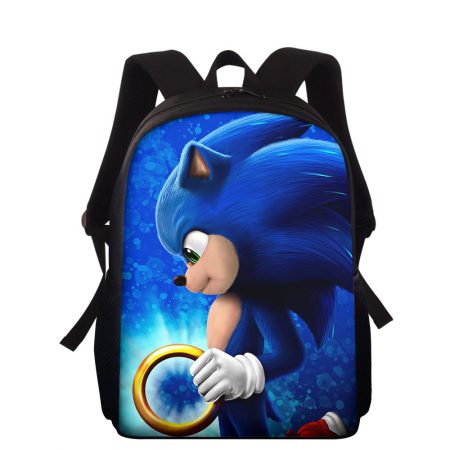 Boy Girl Sonic Printing Blue Backpack Shoulder Bag