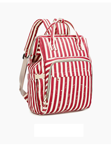 Red Striped Baby Diaper Backpack Bookbag