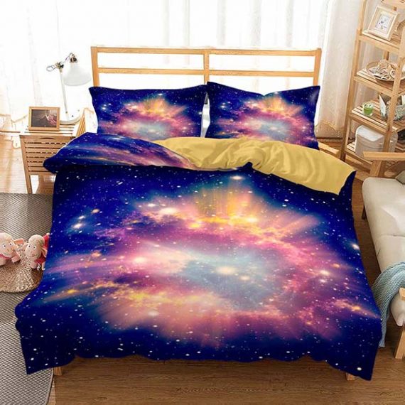 3D Style Printed Galaxy Bed Set
