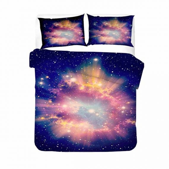 3D Style Printed Galaxy Bed Set