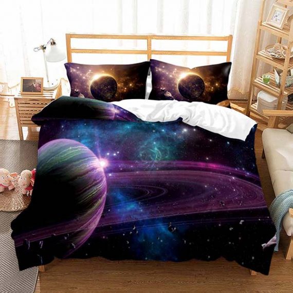 3D Style Colorful Printing Galaxy Bed Set