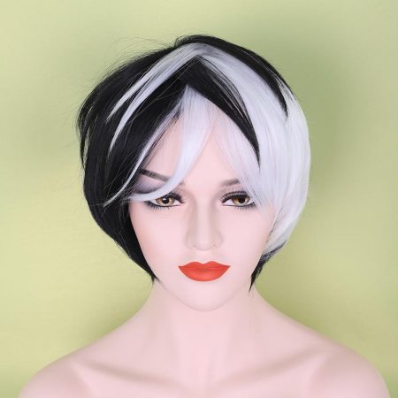 Short Black And White Cruella De Vil Wig