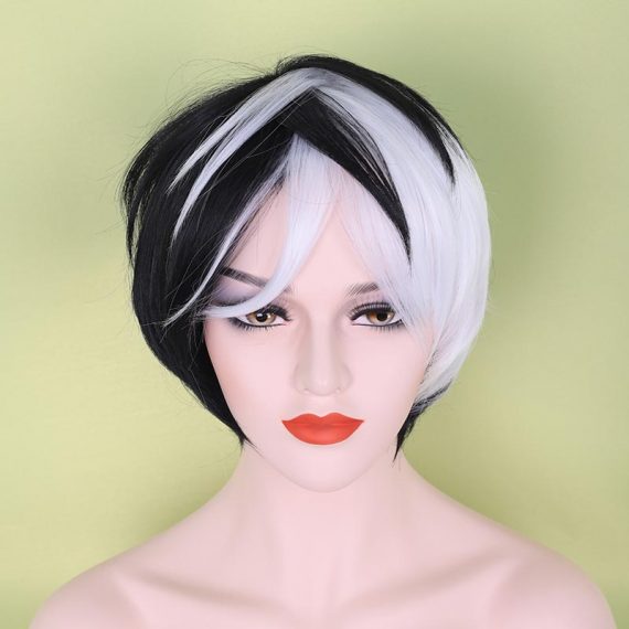 Short Black And White Cruella De Vil Wig