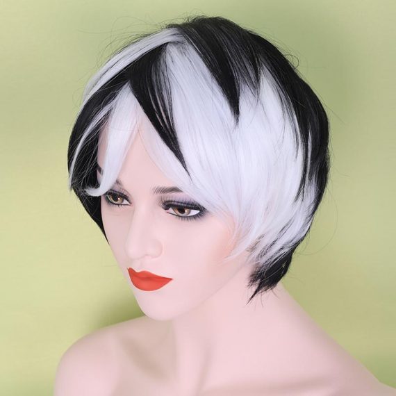 Short Black And White Cruella De Vil Wig