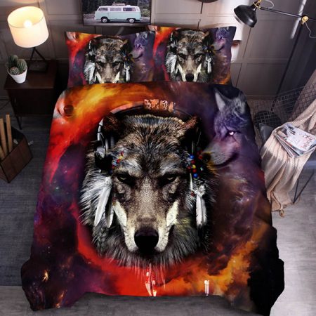 Animal Print Comforter Wolf Bed Set