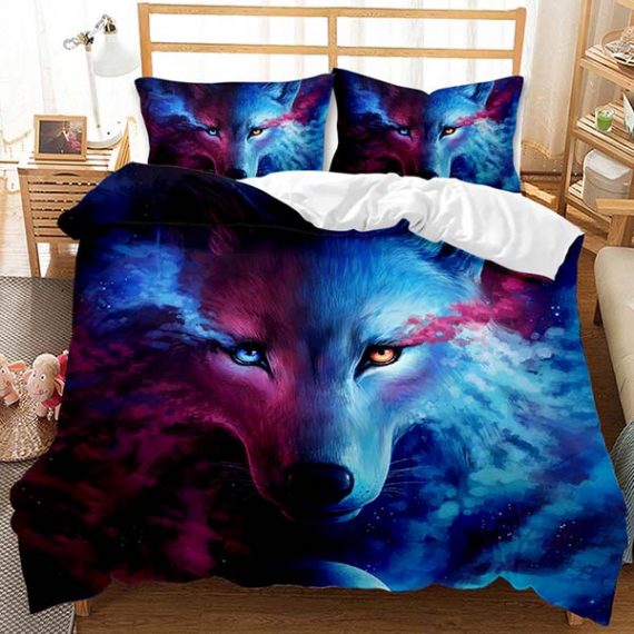 3D Style Animal Comforter Set Wolf Bedding
