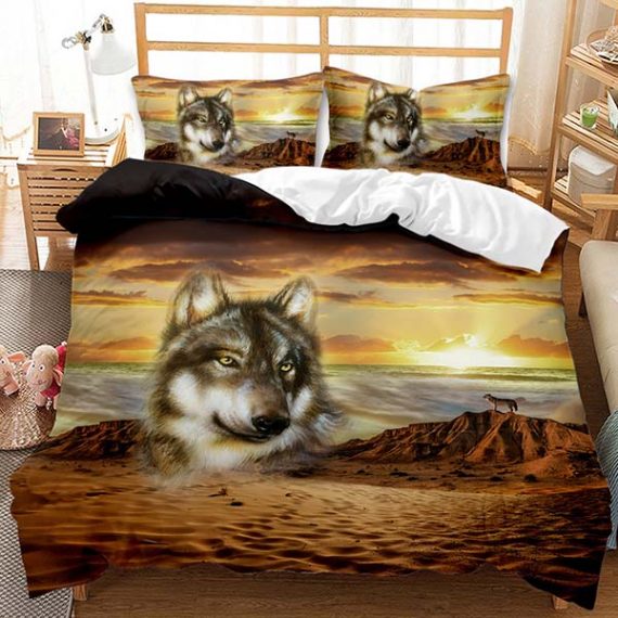 Animal Comforter 3D Style Wolf Bed Set