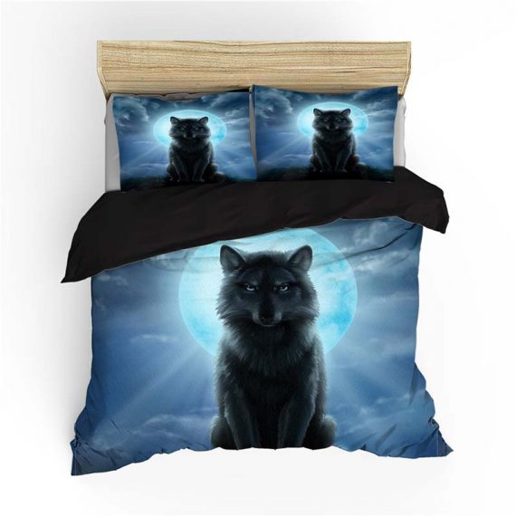 3D Print Bed Sheets Wolf Comforter Set