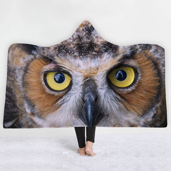 3D Printed Owl Hooded Blanket For Adult And Kids