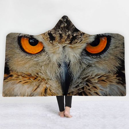 3D Printed Owl Hooded Blanket For Adult And Kids