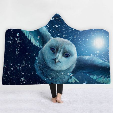 Owl Hooded 3D Anime Print Blanket