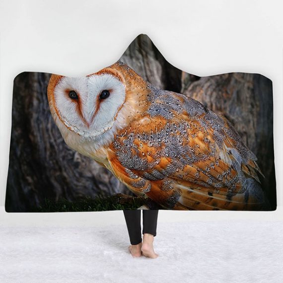 Owl Hooded 3D Anime Print Blanket
