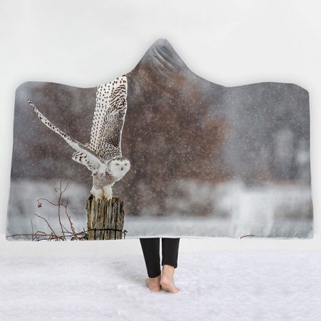 Owl 3D Anime Print Hooded Blanket