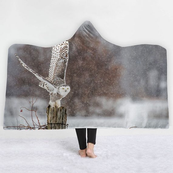 Owl 3D Anime Print Hooded Blanket