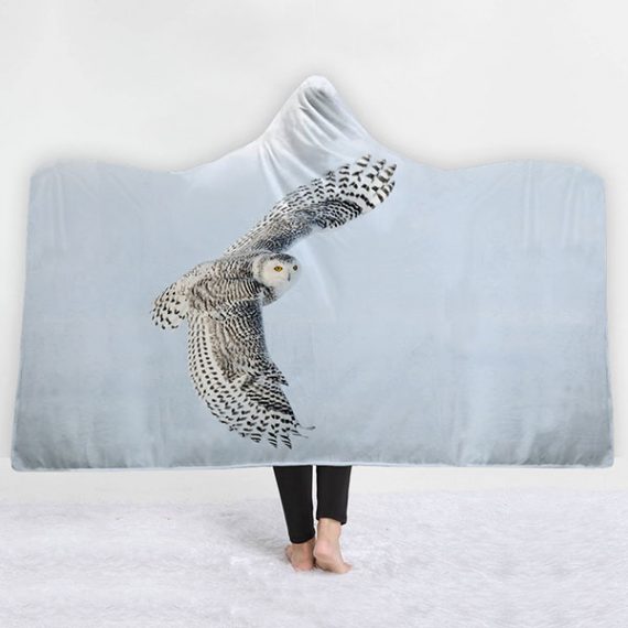 Owl 3D Anime Print Hooded Blanket