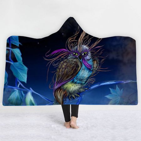 3D Anime Print Owl Hooded Blanket