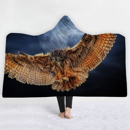 Soft Animal Owl Hooded Blanket 3D Style