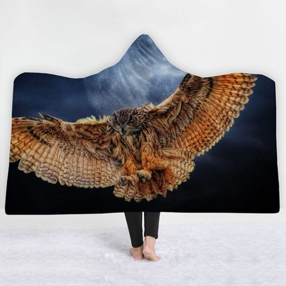Soft Animal Owl Hooded Blanket 3D Style