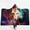 3D Style Wolf Hooded Blanket