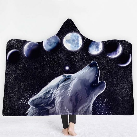 3D Soft Wolf Hooded Blanket