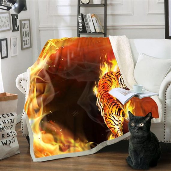 Tiger Print 3D Style Throw Blanket