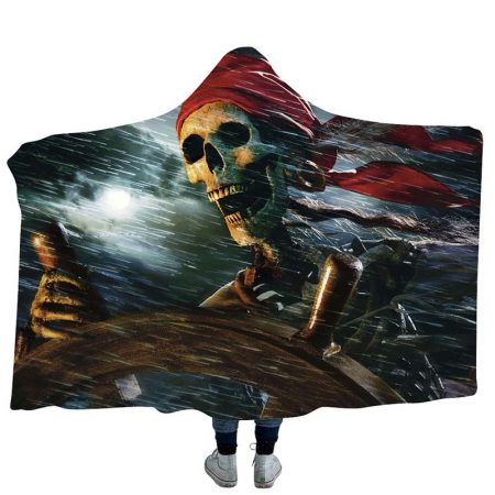 3D Style Printing Hooded Skull Blanket