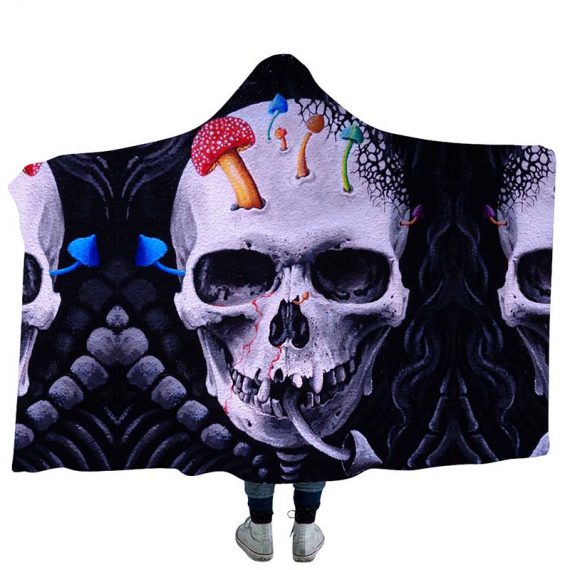 3D Style Printing Hooded Skull Blanket