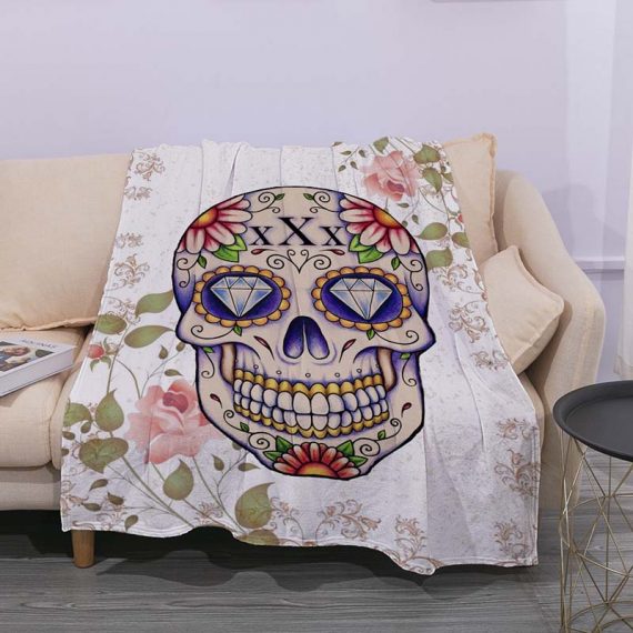 3D Style Day Of The Dead Skull Blanket