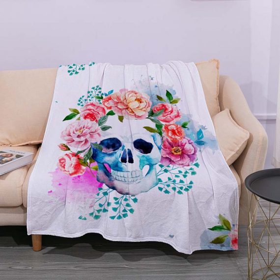 3D Style Day Of The Dead Skull Blanket