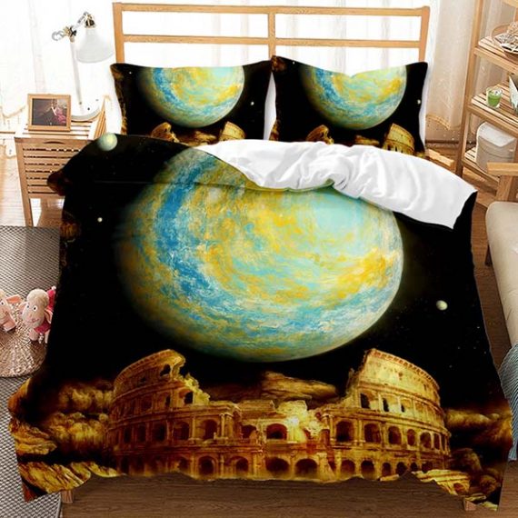 Three-Picec Galaxy Duvet Cover Printing Bed Set