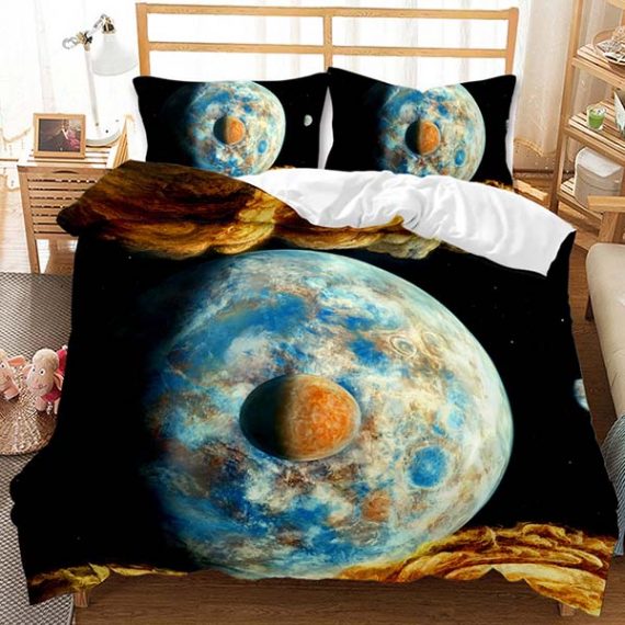 Three-Picec Galaxy Duvet Cover Printing Bed Set