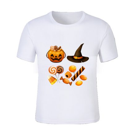 Halloween Boys And Girls White Short Sleeve T Shirts