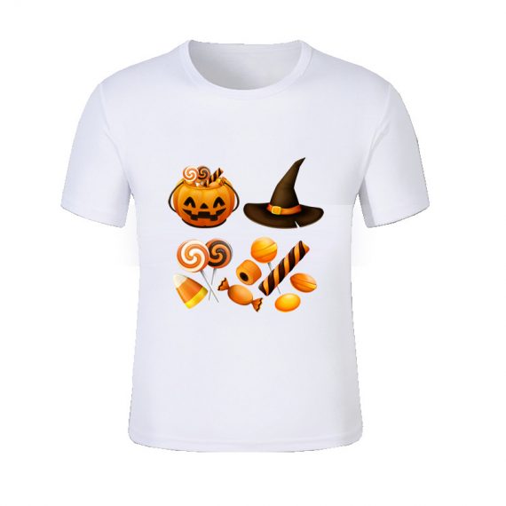 Halloween Boys And Girls White Short Sleeve T Shirts