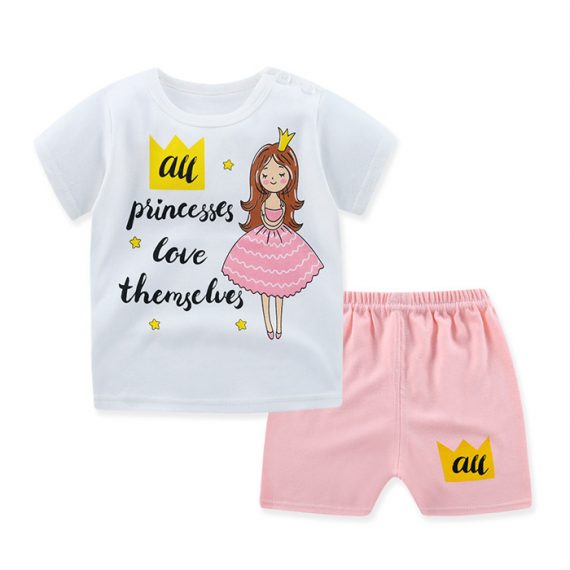 Lovely Prince Girls Short Sleeve T Shirt Set
