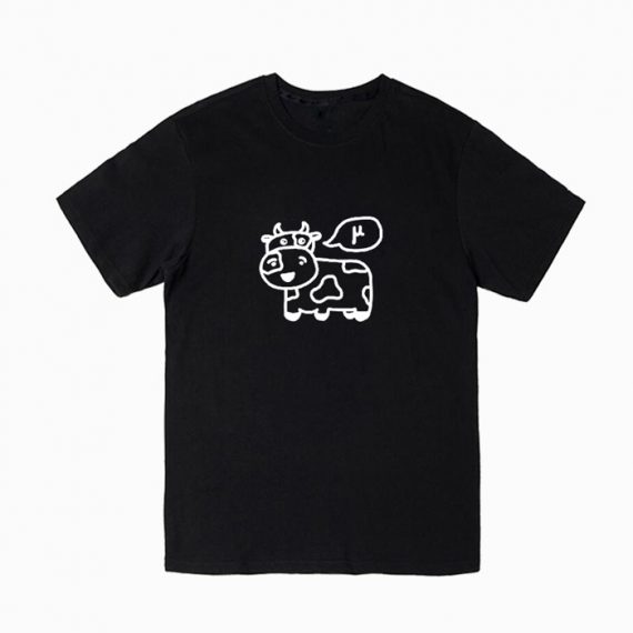 Mens Black Cow Print Short Sleeve T Shirts