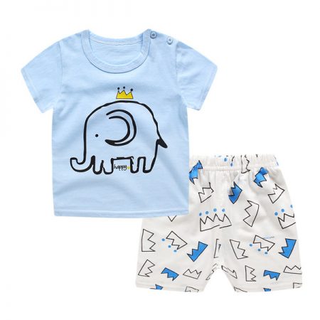 Blue Elephant T Shirt Set For Girls