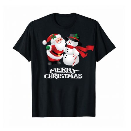 Snowman And Gift Merry Christmas T Shirt