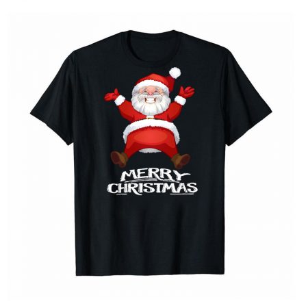 Mens Christmas Black Round Neck T Shirt