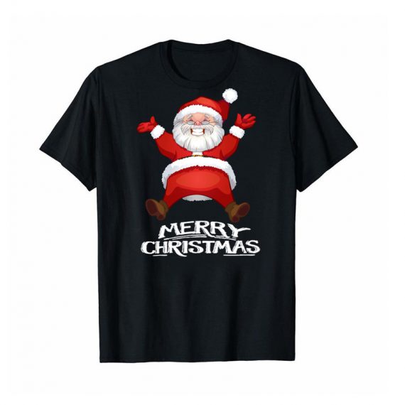 Mens Christmas Black Round Neck T Shirt