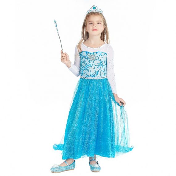 Girls Princess Costumes Blue Halloween Dress