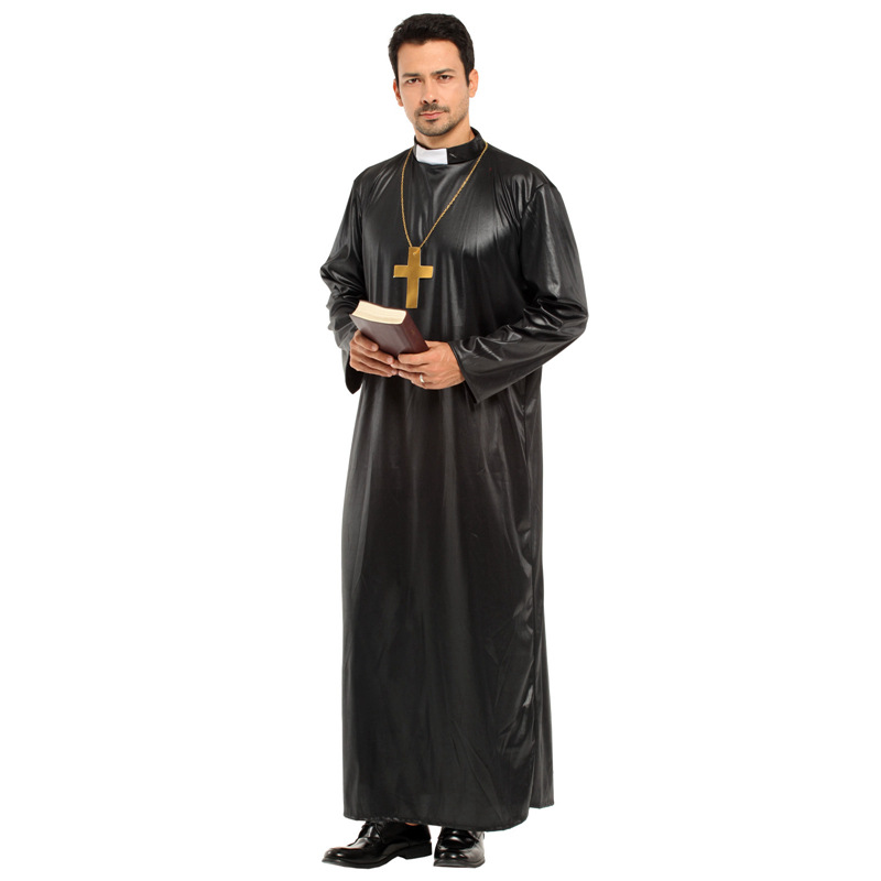 Adult Traditional Priest Costume Black Outfit - MYanimec