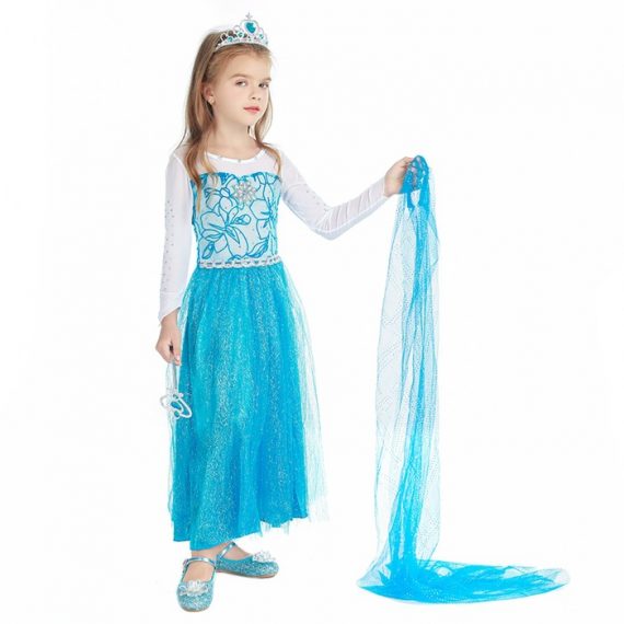 Girls Princess Costumes Blue Halloween Dress