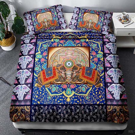 Elephant Bed Set 3D Style Boho Duvet Cover