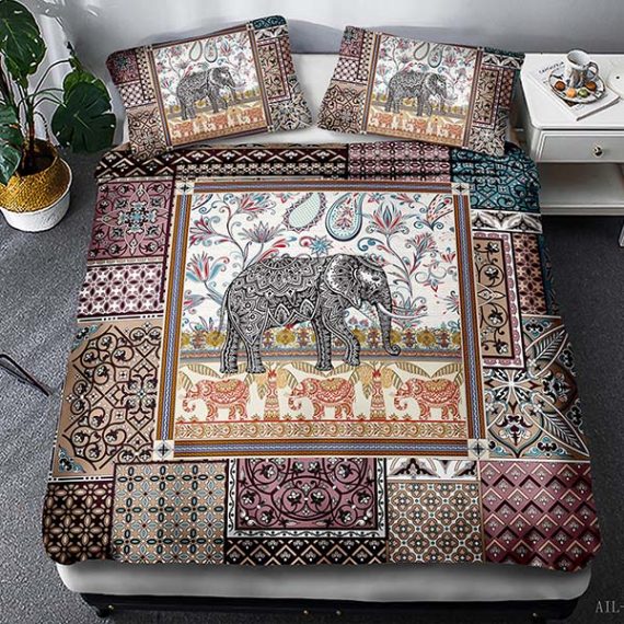 Elephant Comforter Set Boho Duvet Cover