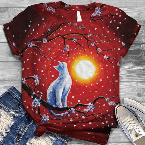 Fashion 3D Cartoon Printing Cat Shirts