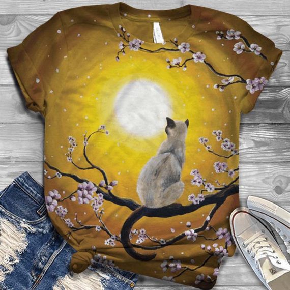 Fashion 3D Cartoon Printing Cat Shirts