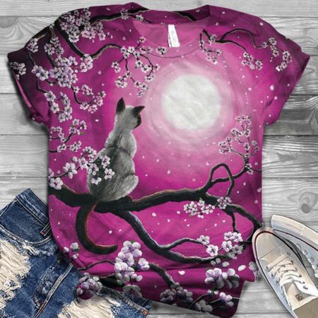 Fashion 3D Cartoon Printing Cat Shirts